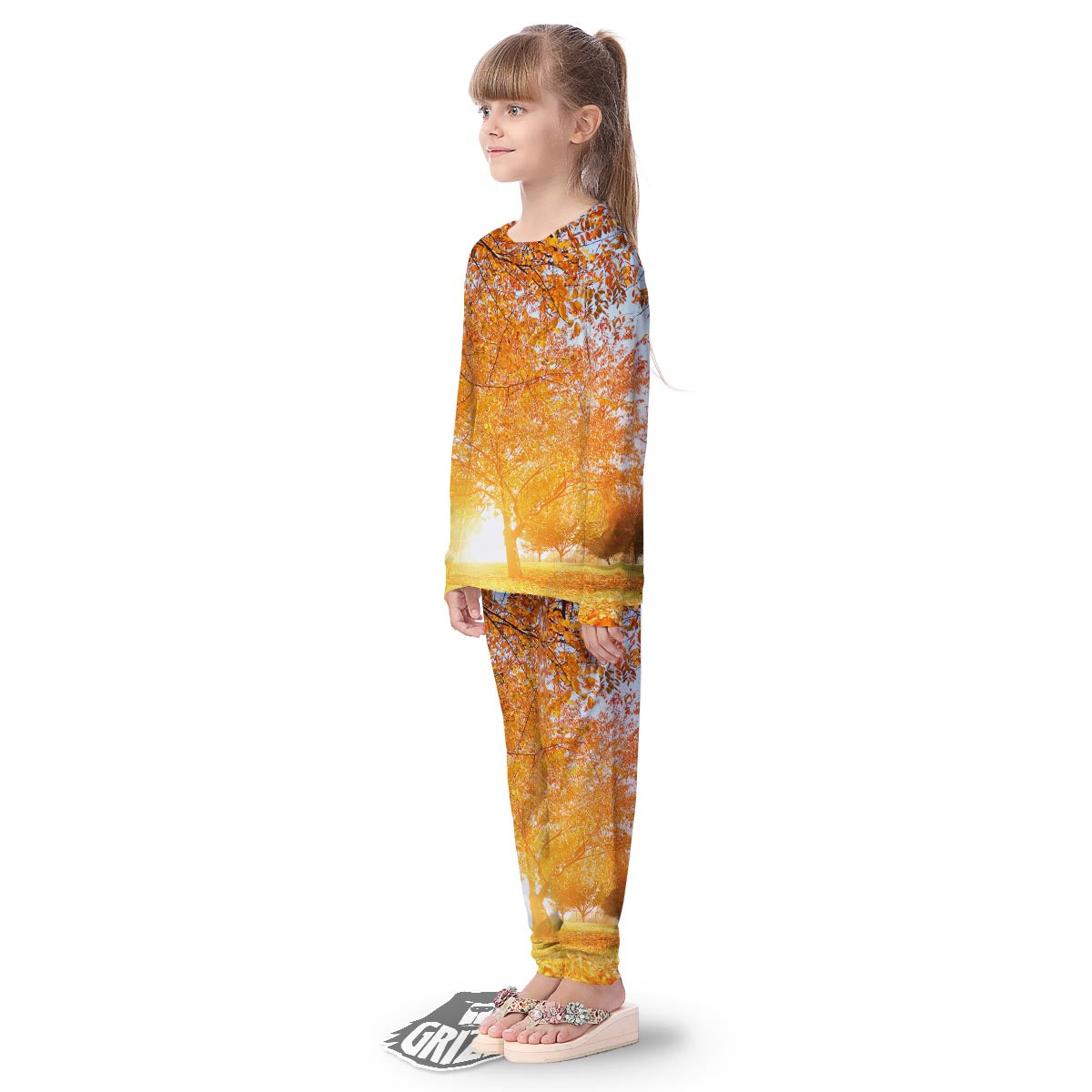 Tree Sunshine Autumn Print Kid's Pajamas-grizzshop
