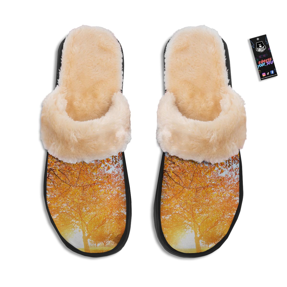 Tree Sunshine Autumn Print Slippers-grizzshop