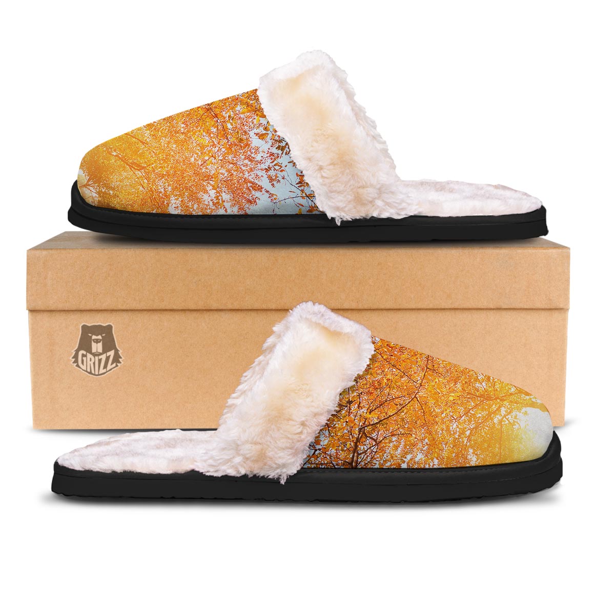 Tree Sunshine Autumn Print Slippers-grizzshop
