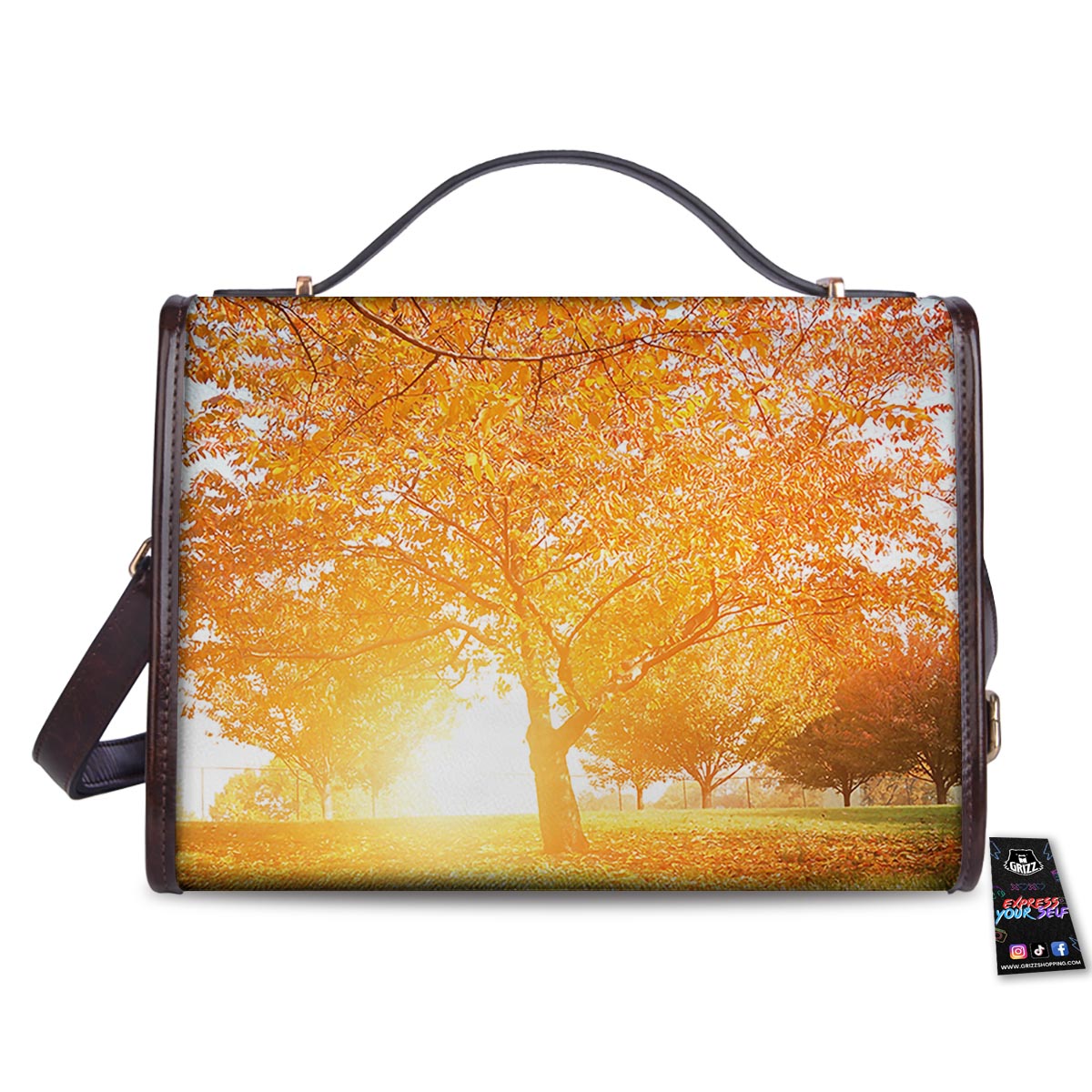 Tree Sunshine Autumn Print Women's Satchel Bag-grizzshop