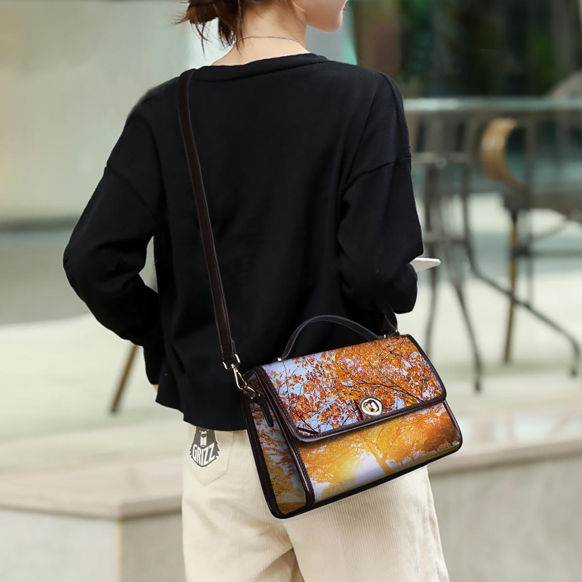 Tree Sunshine Autumn Print Women's Satchel Bag-grizzshop