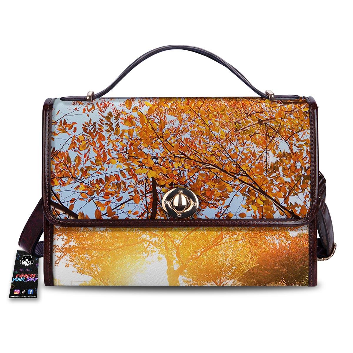Tree Sunshine Autumn Print Women's Satchel Bag-grizzshop