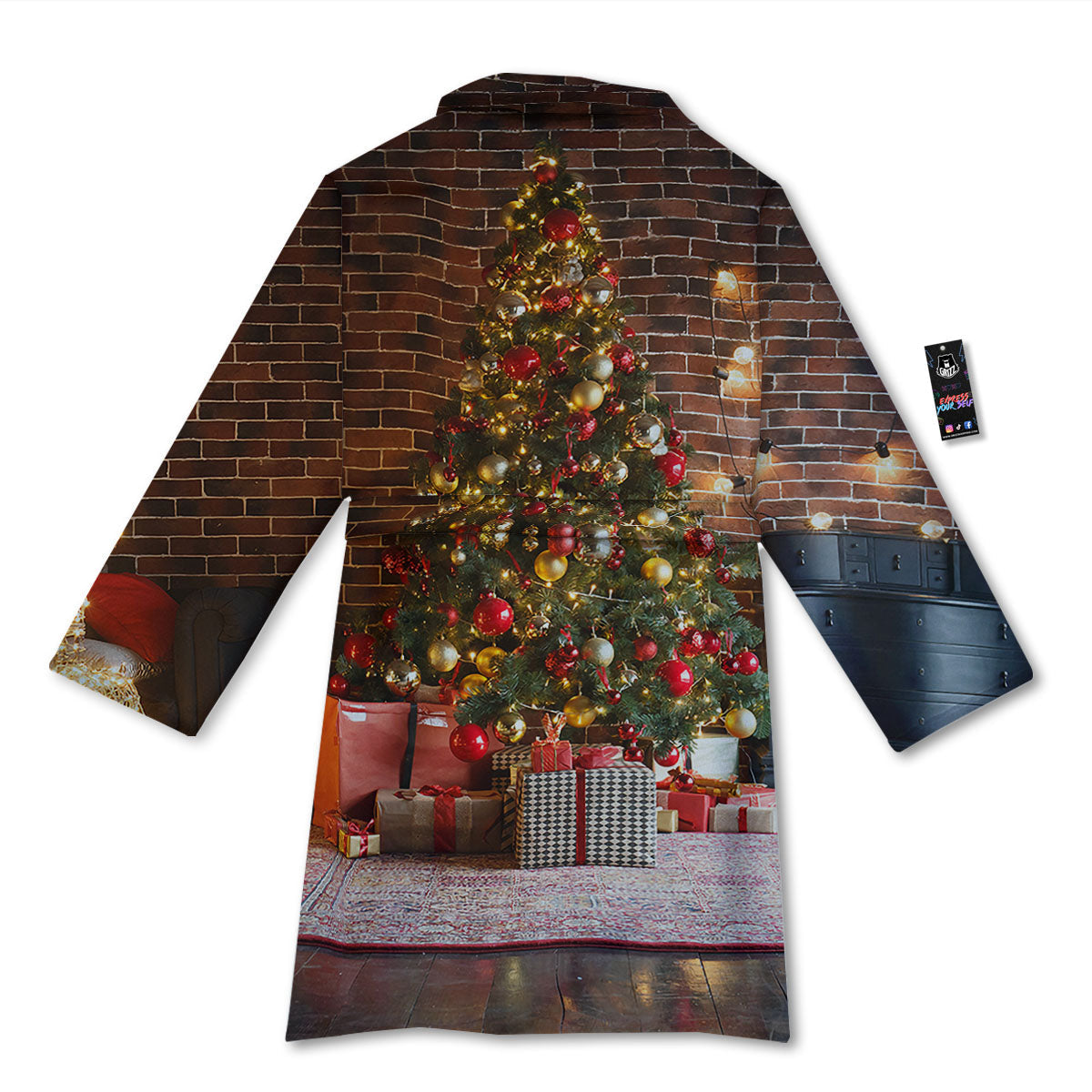Tree Xmas Print Bathrobe-grizzshop