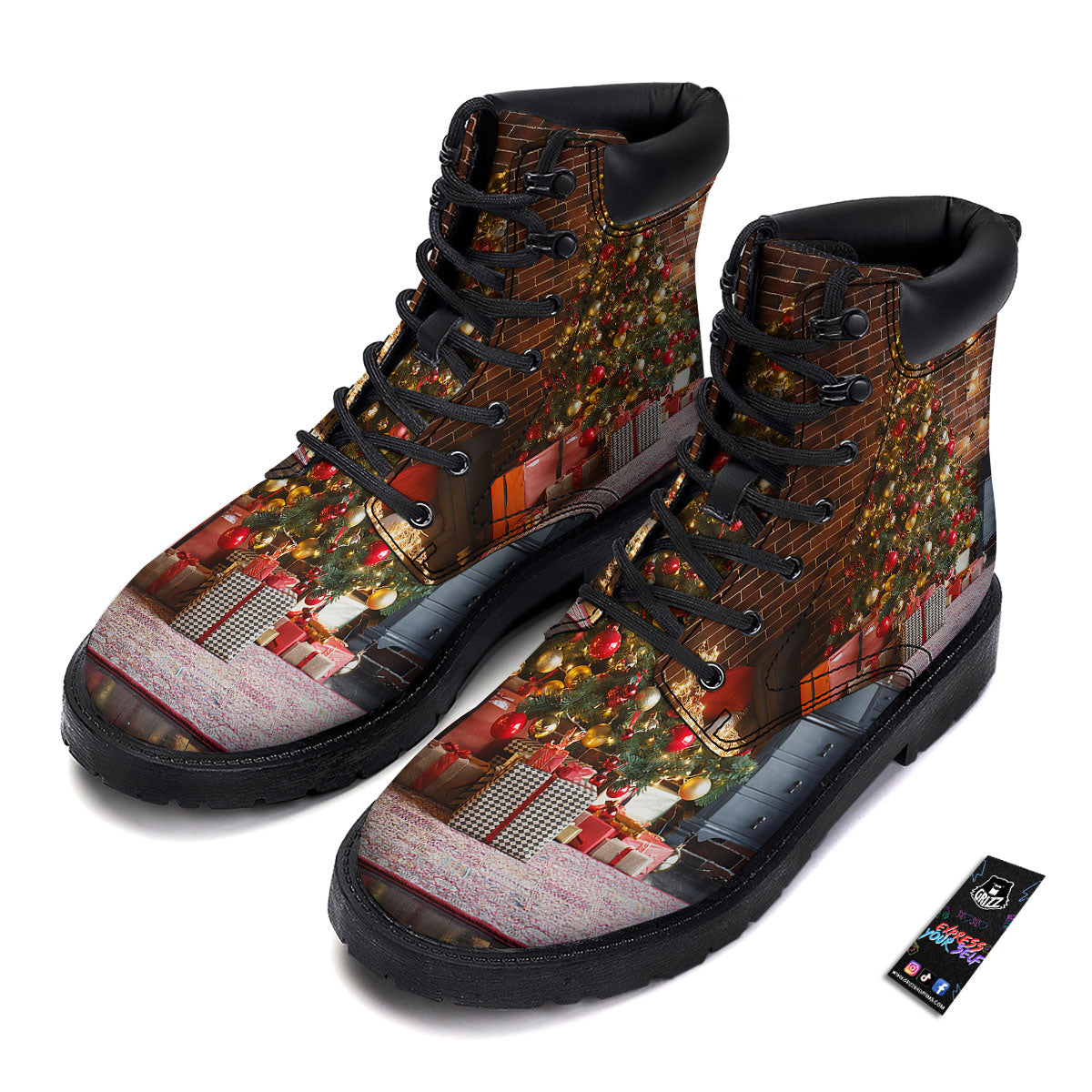 Tree Xmas Print Boots-grizzshop