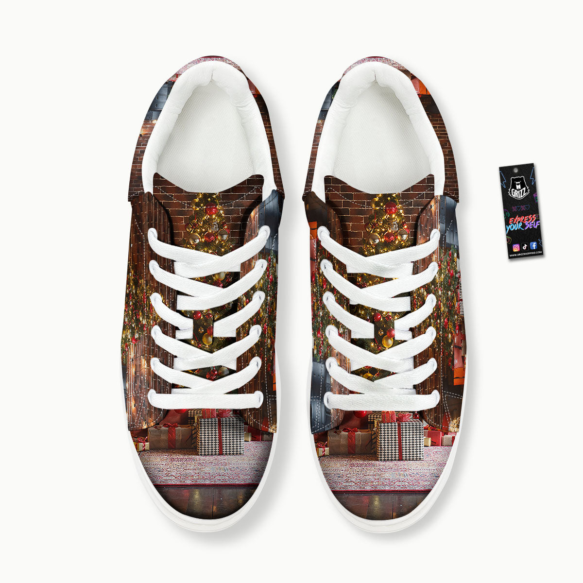 Tree Xmas Print Platform Shoes-grizzshop