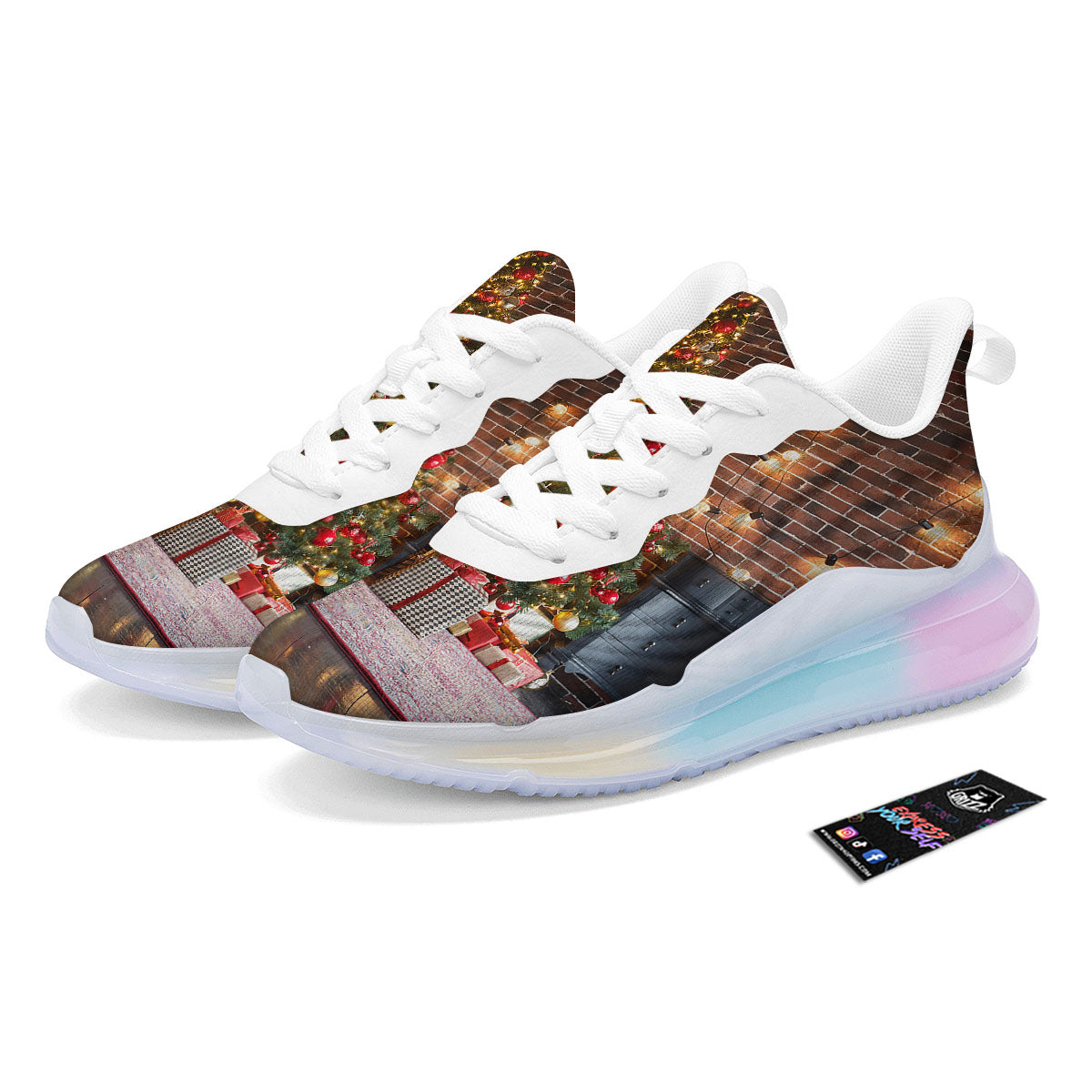 Tree Xmas Print Running Sneakers-grizzshop