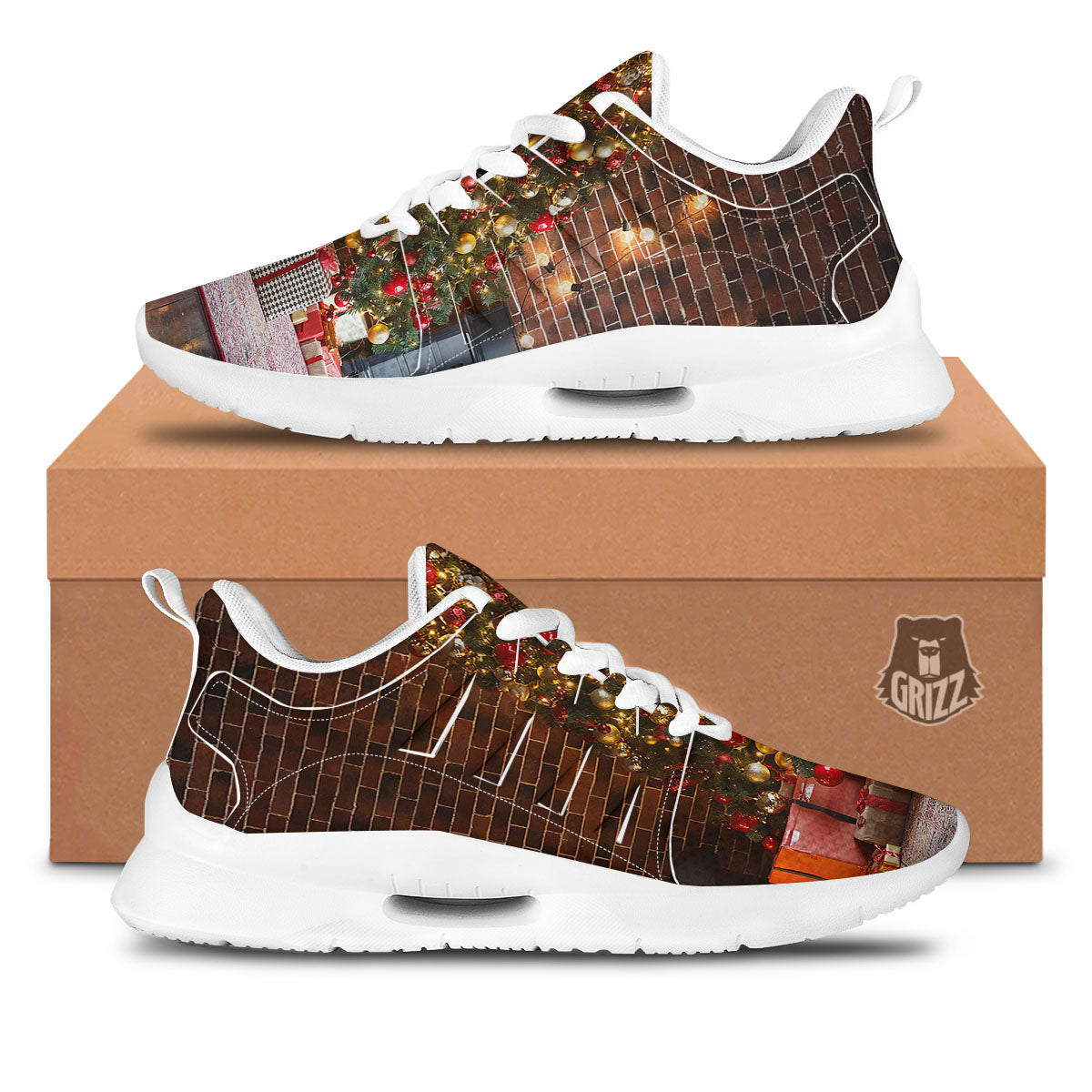Tree Xmas Print Tennis Shoes-grizzshop