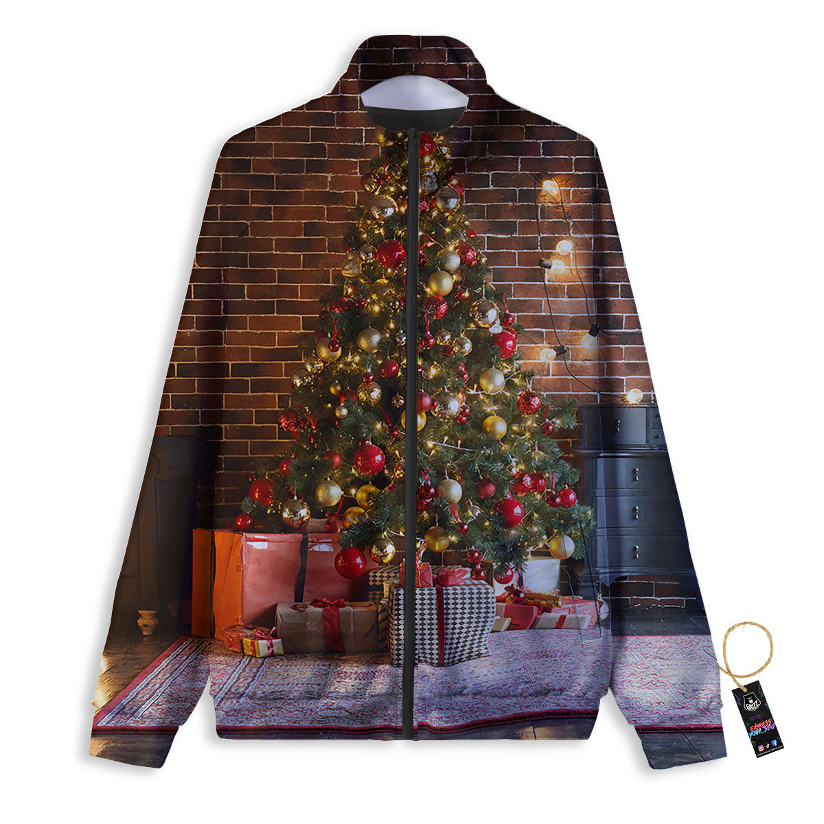 Tree Xmas Print Track Jacket-grizzshop