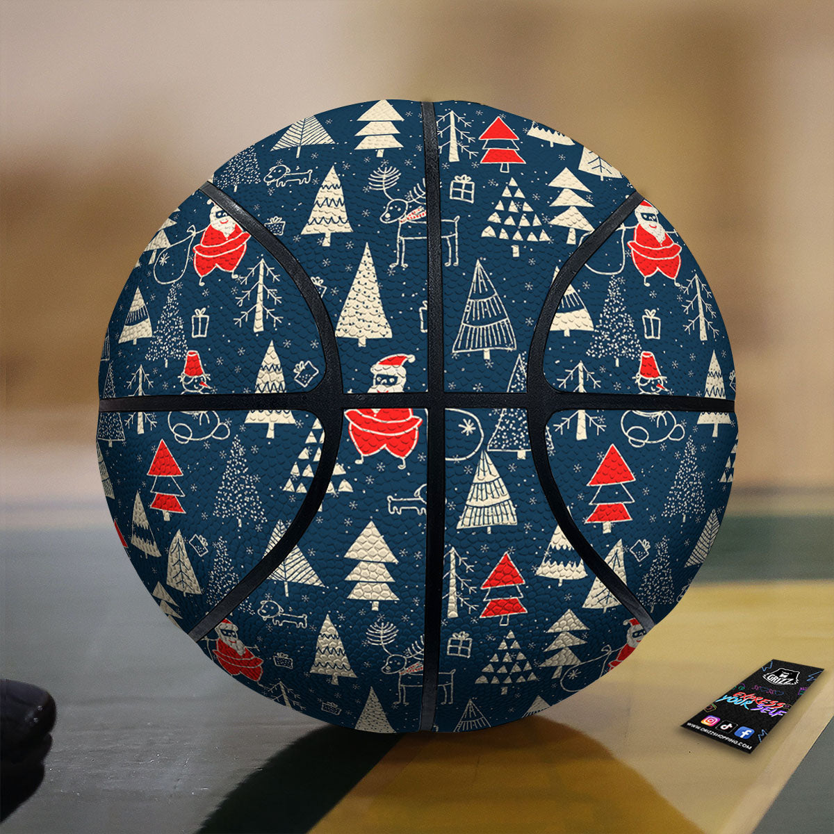 Tree Merry Christmas Print Pattern Basketball