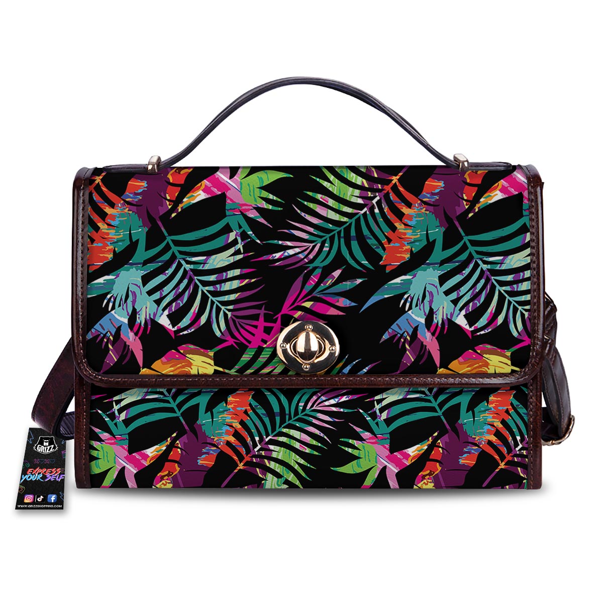 Tree Palm Trippy Print Pattern Women's Satchel Bag