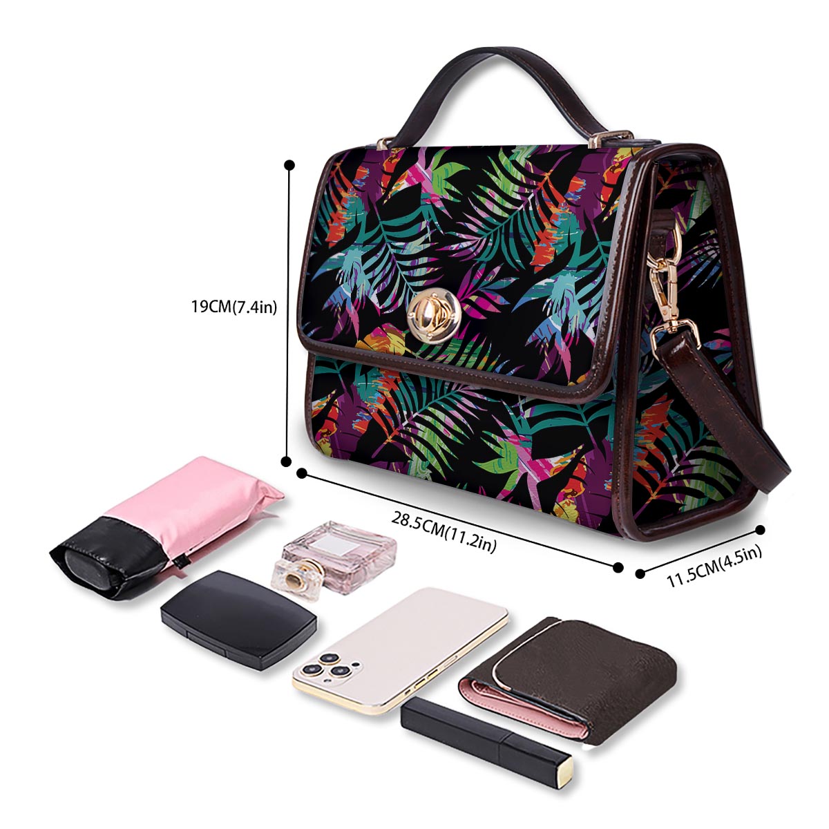 Tree Palm Trippy Print Pattern Women's Satchel Bag
