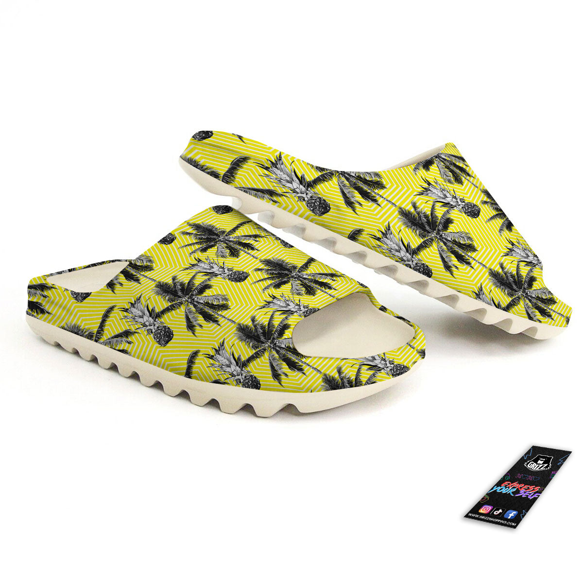 Tree Palm Yellow Print Pattern Sandals-grizzshop