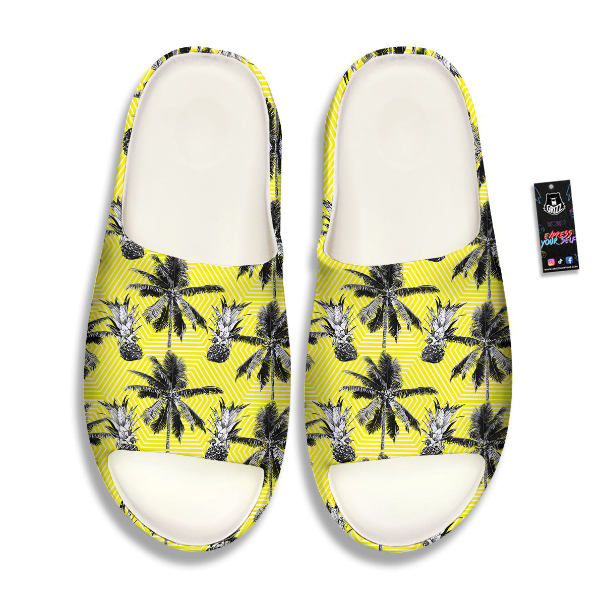 Tree Palm Yellow Print Pattern Sandals-grizzshop