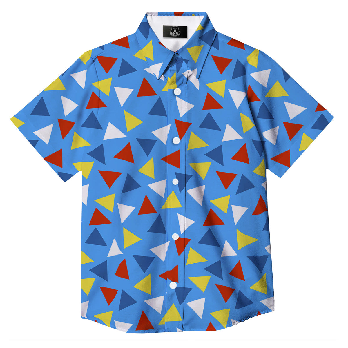 Triangle Autism Awareness Color Print Pattern Button Up Shirt-grizzshop