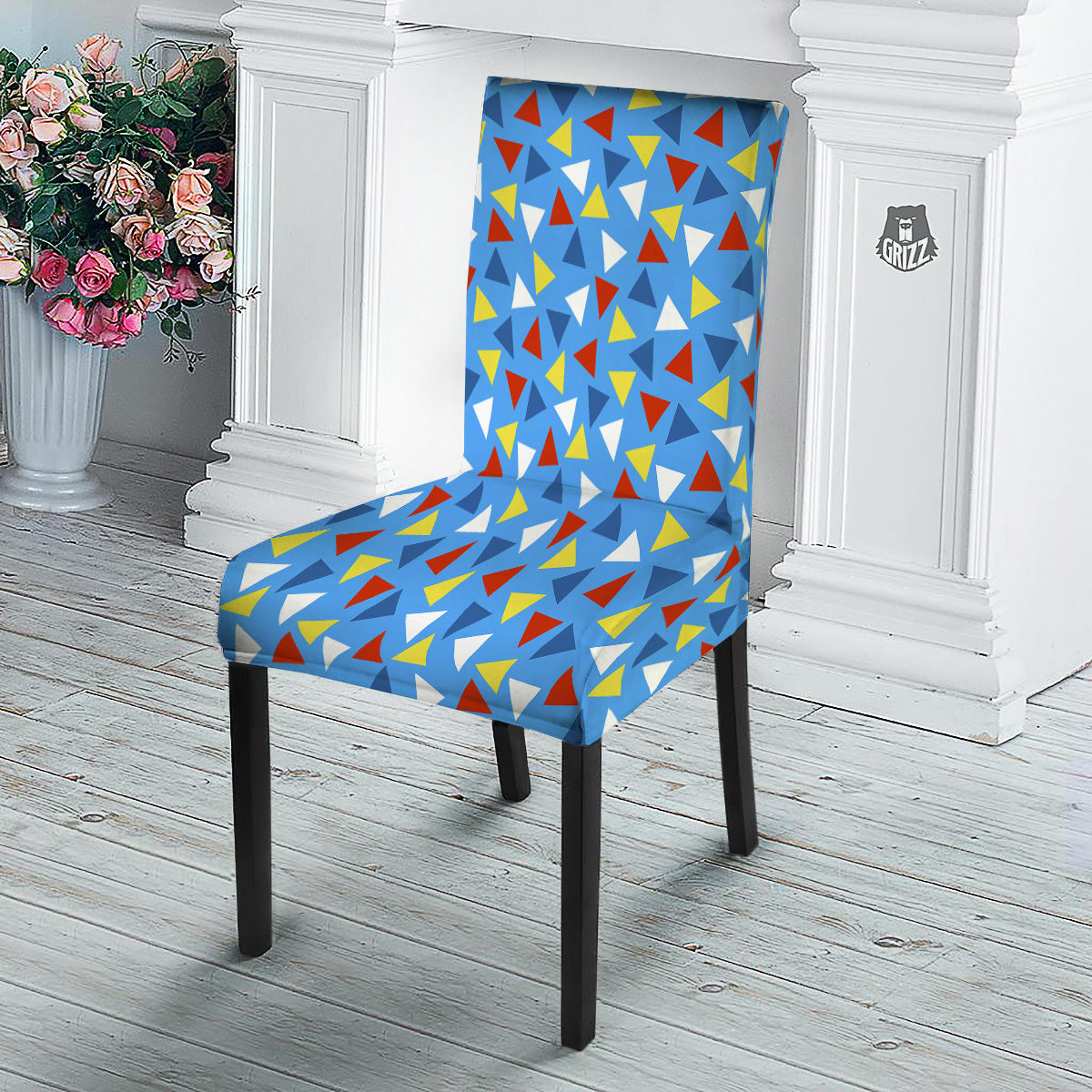 Triangle Autism Awareness Color Print Pattern Dining Chair Slipcover-grizzshop