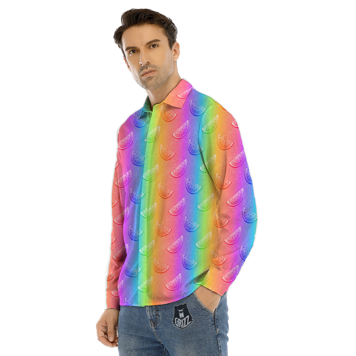Triangle Autism Awareness Color Print Pattern Men's Dress Shirts-grizzshop