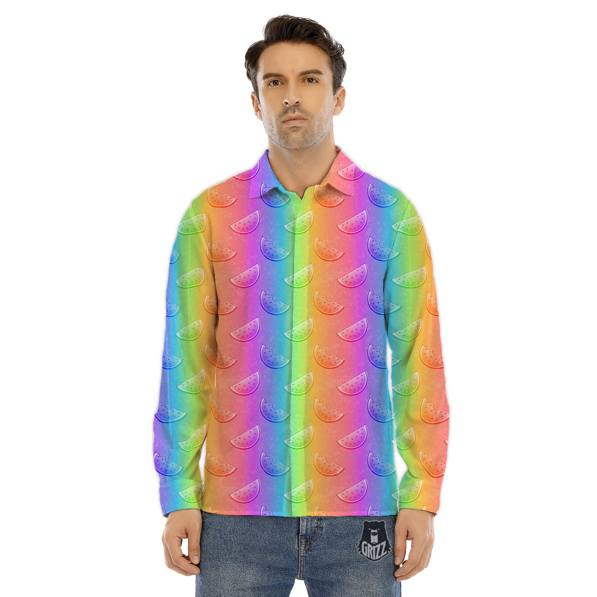 Triangle Autism Awareness Color Print Pattern Men's Dress Shirts-grizzshop
