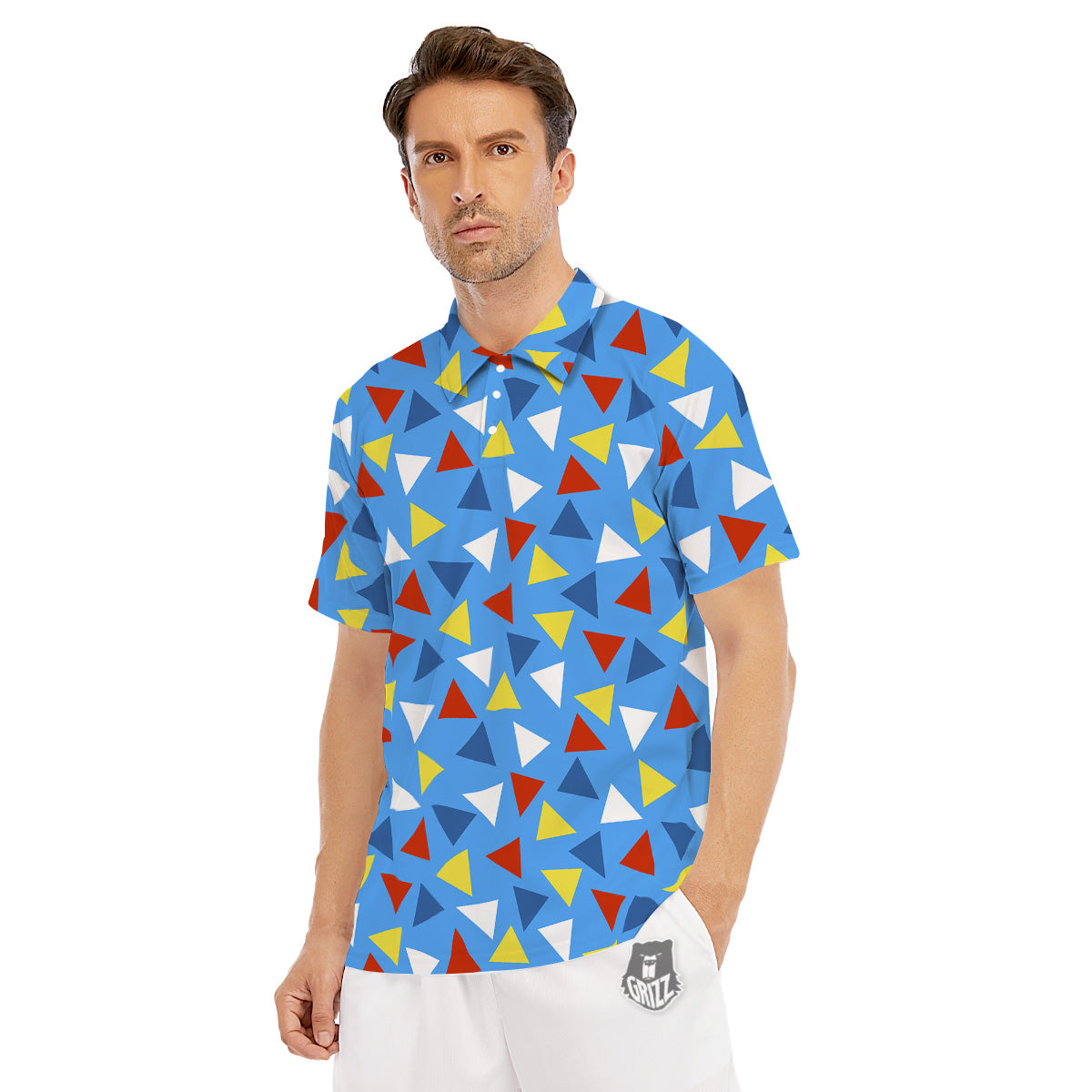 Triangle Autism Awareness Color Print Pattern Men's Golf Shirts-grizzshop