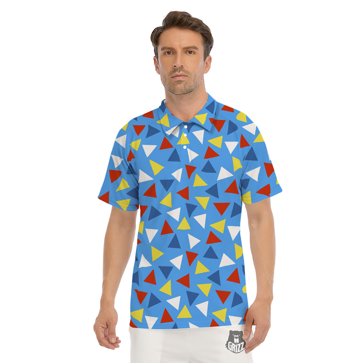 Triangle Autism Awareness Color Print Pattern Men's Golf Shirts-grizzshop