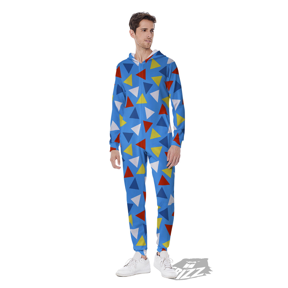 Triangle Autism Awareness Color Print Pattern Men's Jumpsuit-grizzshop
