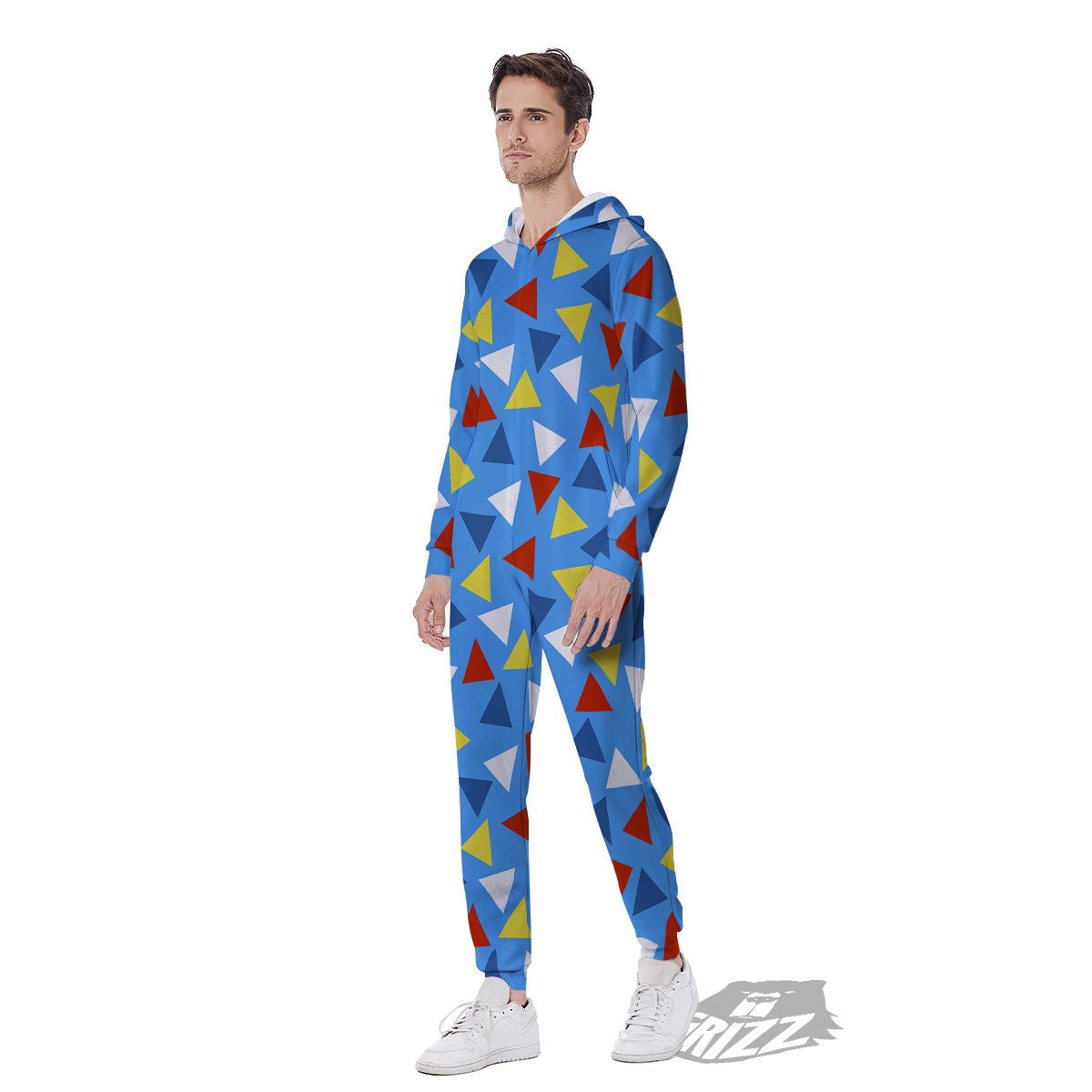 Triangle Autism Awareness Color Print Pattern Men's Jumpsuit-grizzshop