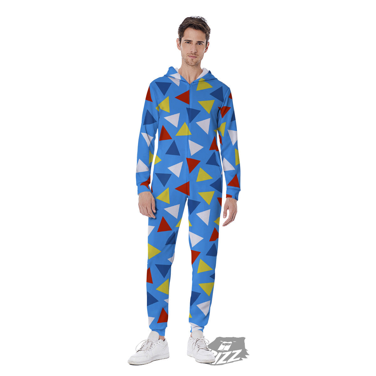 Triangle Autism Awareness Color Print Pattern Men's Jumpsuit-grizzshop