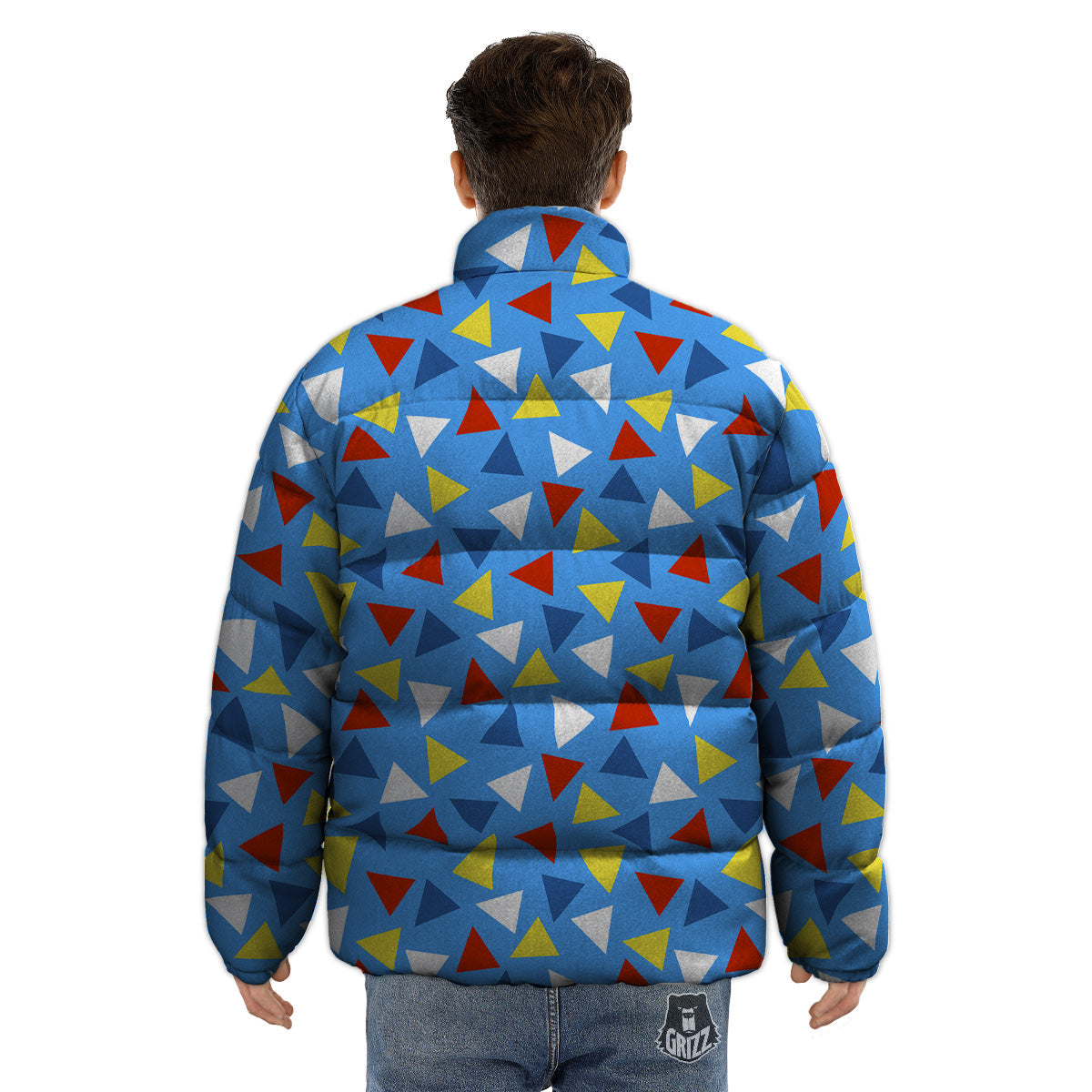 Triangle Autism Awareness Color Print Pattern Puffer Jacket-grizzshop