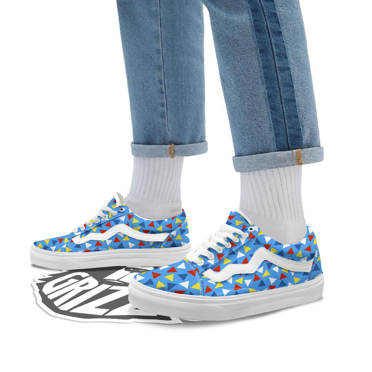 Triangle Autism Awareness Color Print Pattern Skate Shoes-grizzshop