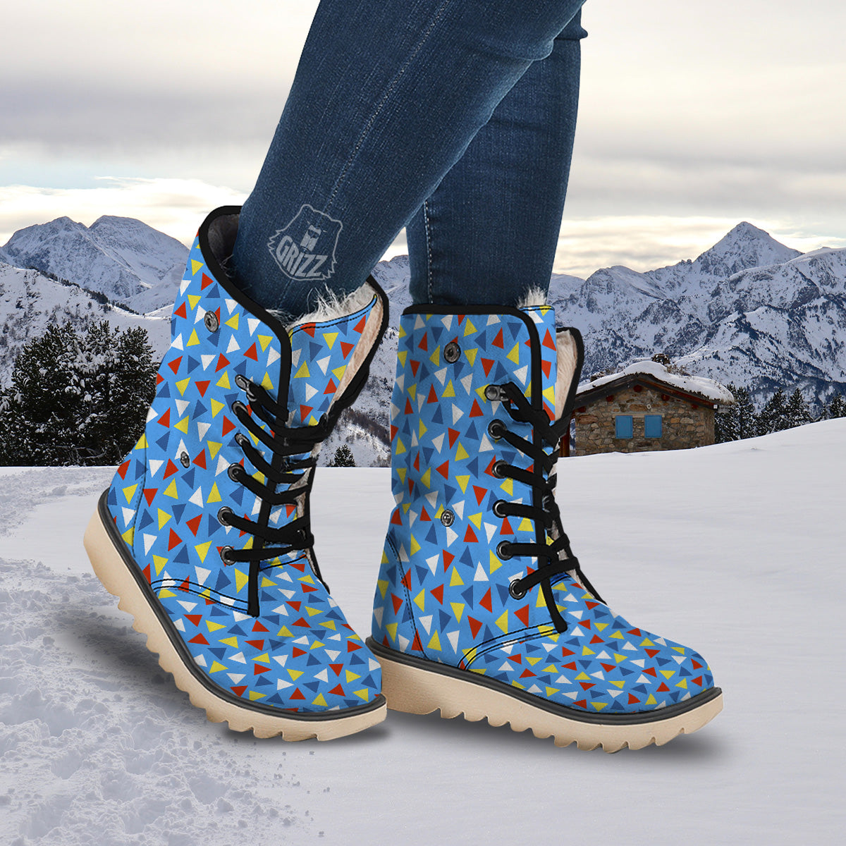 Triangle Autism Awareness Color Print Pattern Snow Boots-grizzshop