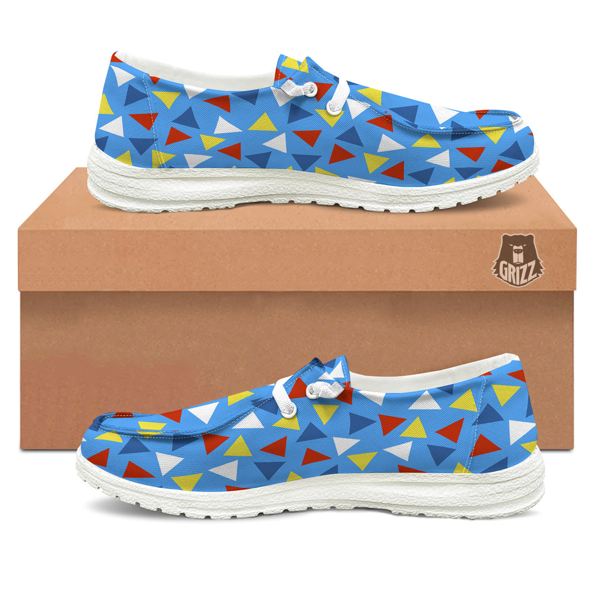 Triangle Autism Awareness Color Print Pattern White Loafers-grizzshop