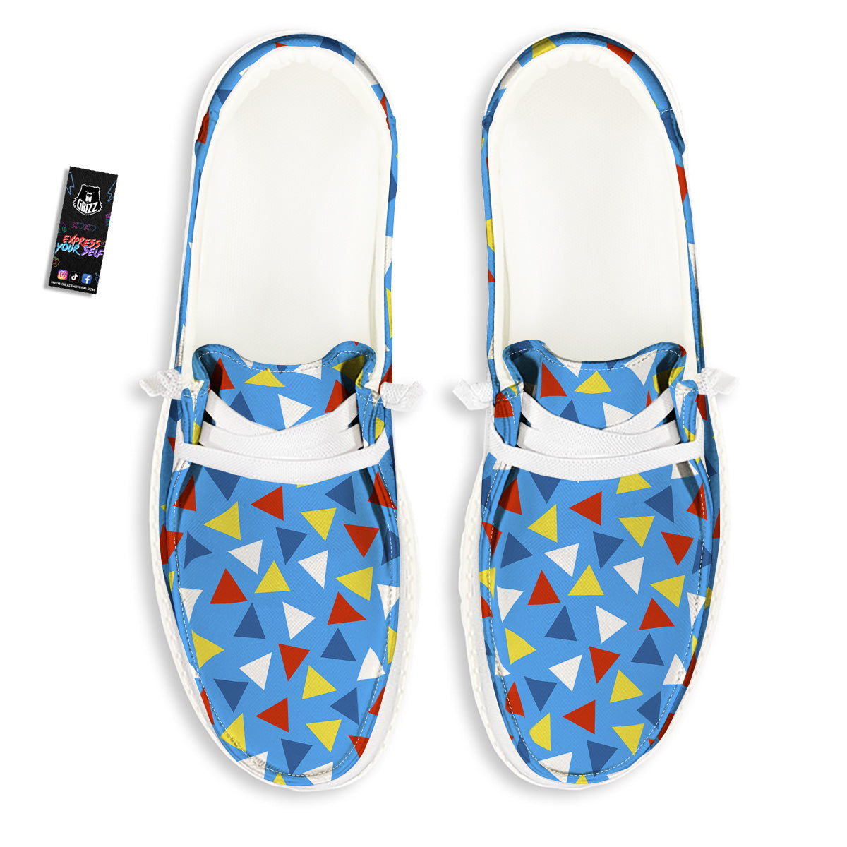Triangle Autism Awareness Color Print Pattern White Loafers-grizzshop