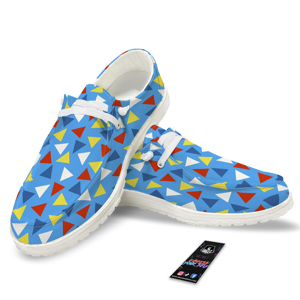 Triangle Autism Awareness Color Print Pattern White Loafers-grizzshop