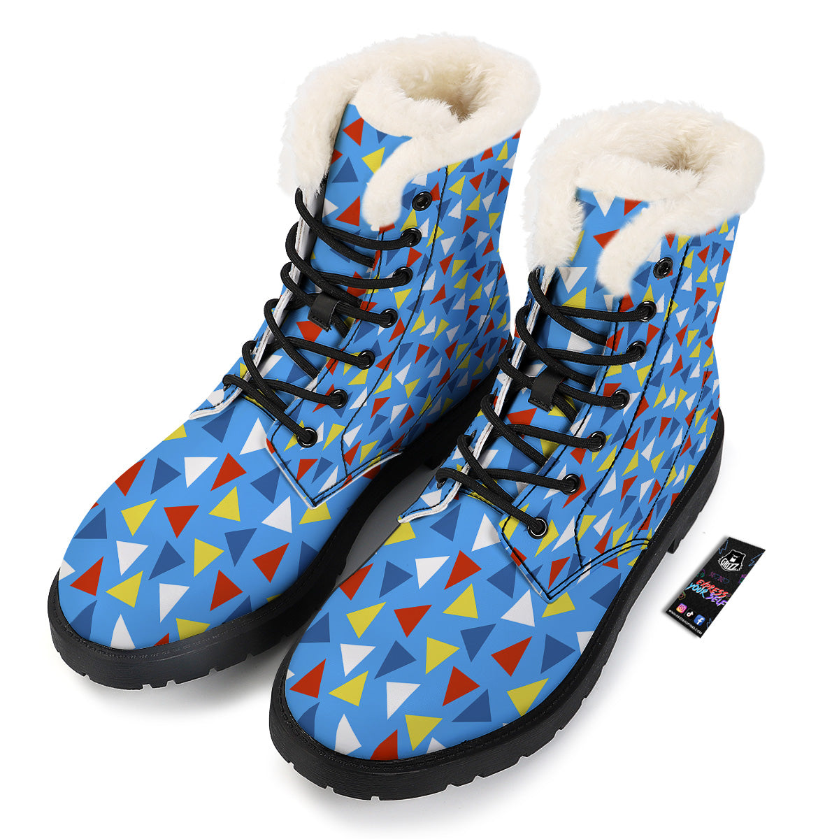 Triangle Autism Awareness Color Print Pattern Winter Boots-grizzshop