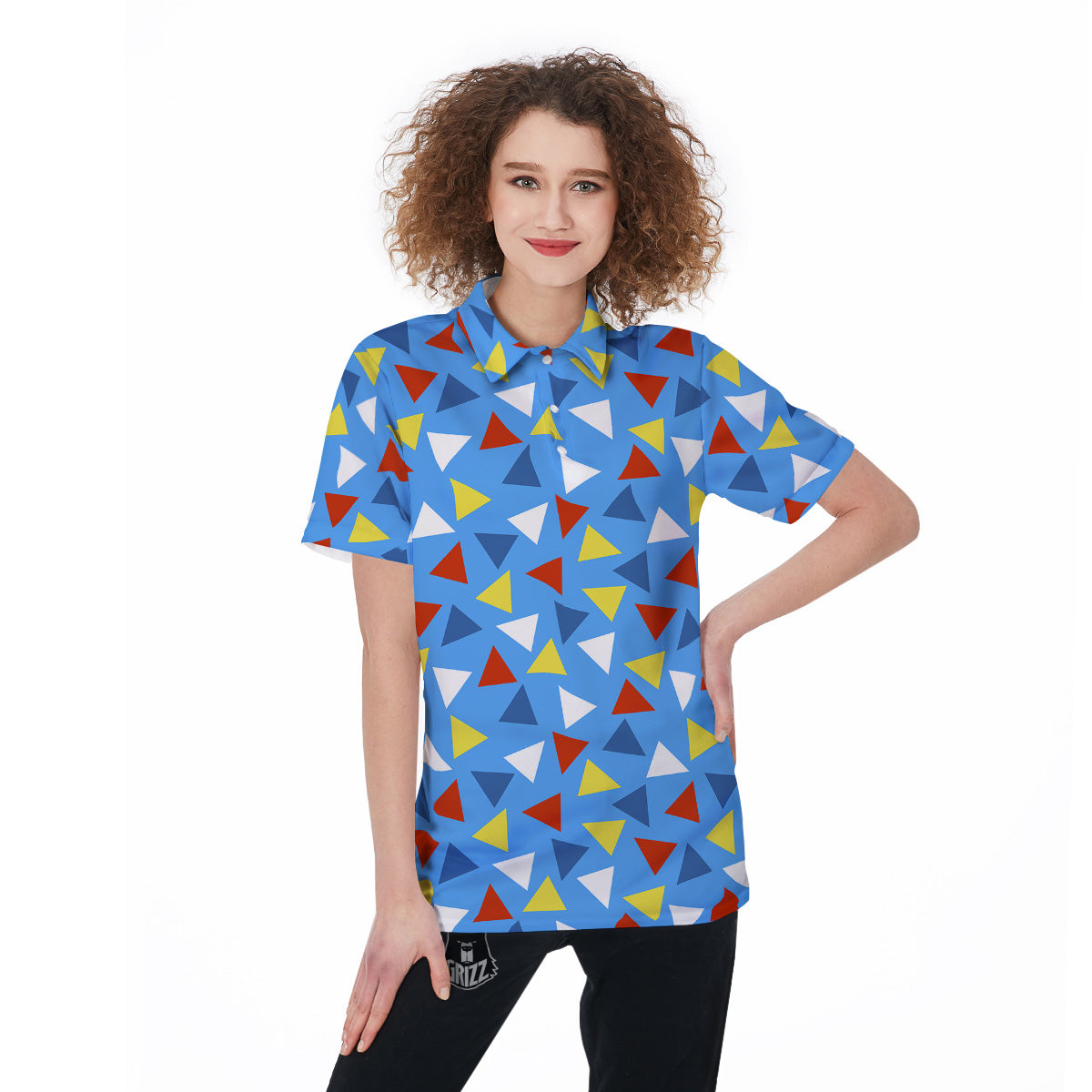 Triangle Autism Awareness Color Print Pattern Women's Golf Shirts-grizzshop