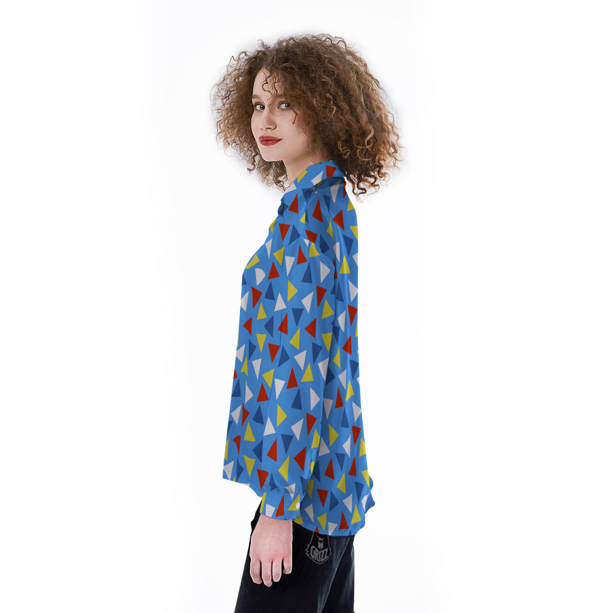 Triangle Autism Awareness Color Print Pattern Women's Long Sleeve Shirts-grizzshop