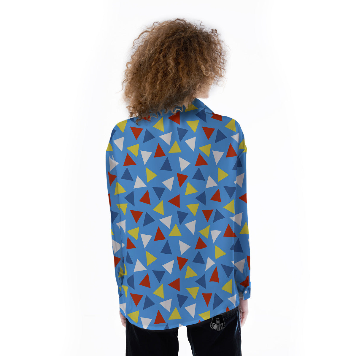 Triangle Autism Awareness Color Print Pattern Women's Long Sleeve Shirts-grizzshop