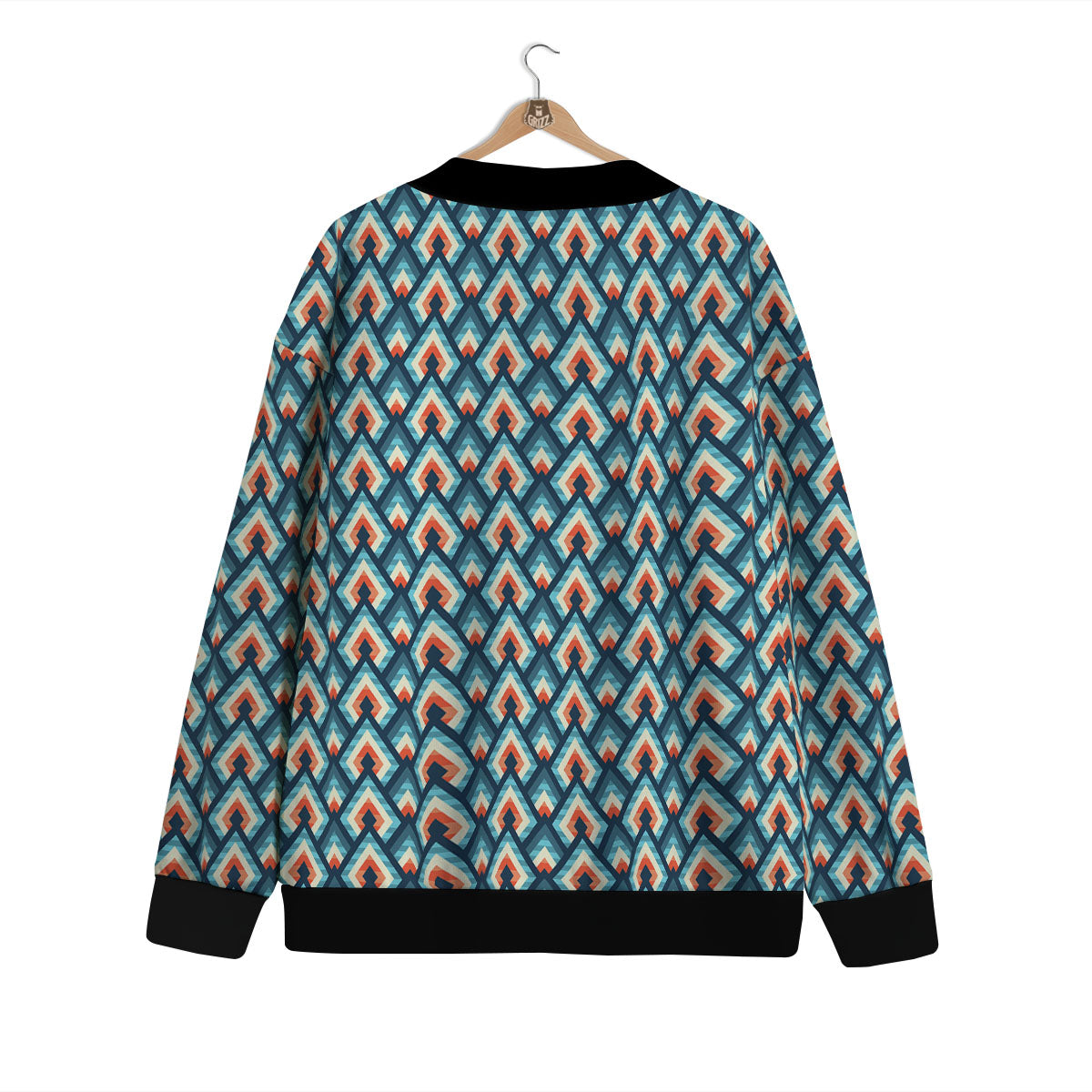Triangle Blue Geometric Print Pattern Cardigan-grizzshop