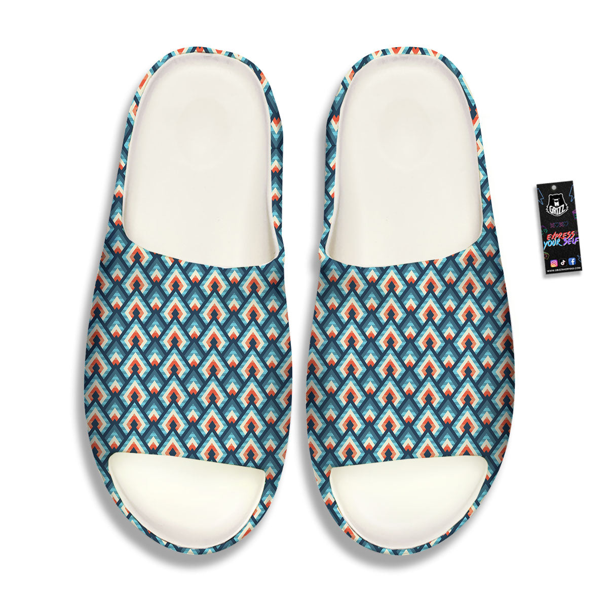 Triangle Blue Geometric Print Pattern Sandals-grizzshop