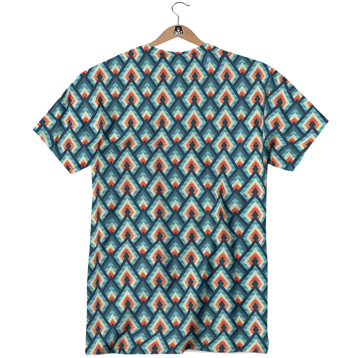 Triangle Blue Geometric Print Pattern T-Shirt-grizzshop