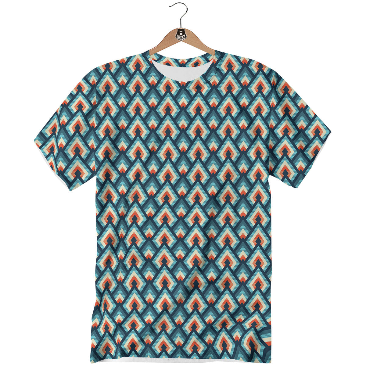 Triangle Blue Geometric Print Pattern T-Shirt-grizzshop