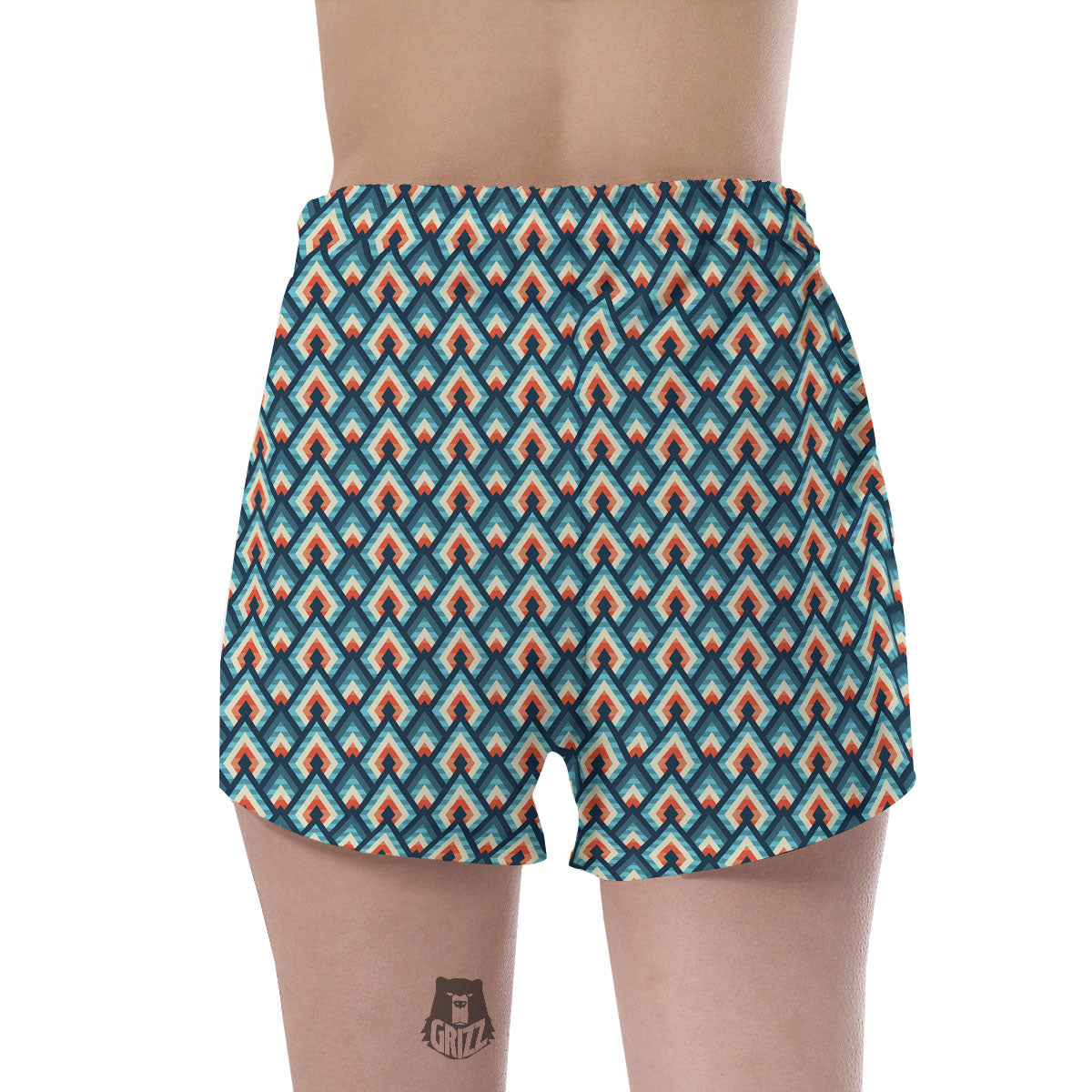 Triangle Blue Geometric Print Pattern Women's Shorts-grizzshop