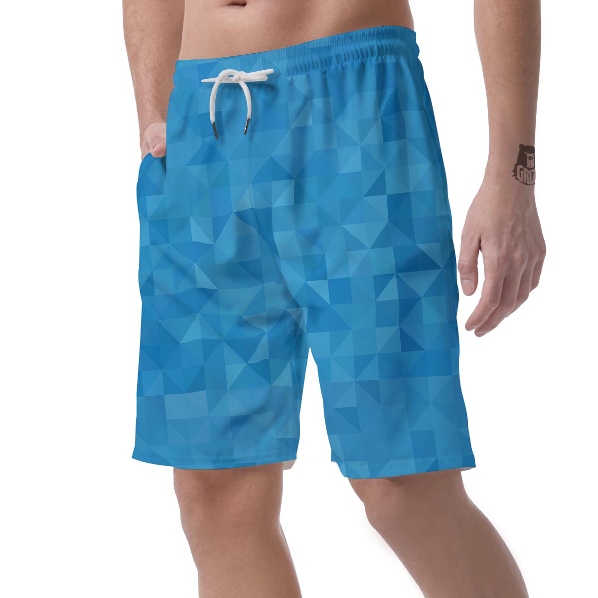 Triangle Blue Pattern Print Men's Shorts-grizzshop