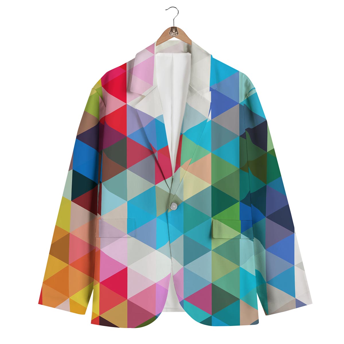Triangle Colorful Pattern Print Men's Blazer-grizzshop