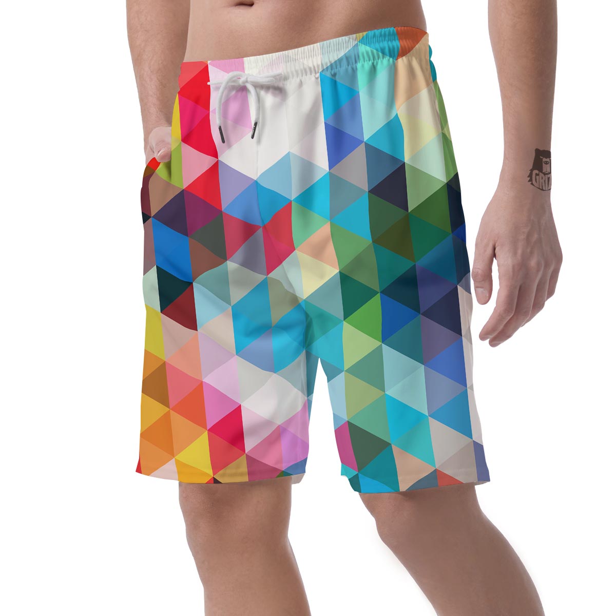 Triangle Colorful Pattern Print Men's Shorts-grizzshop