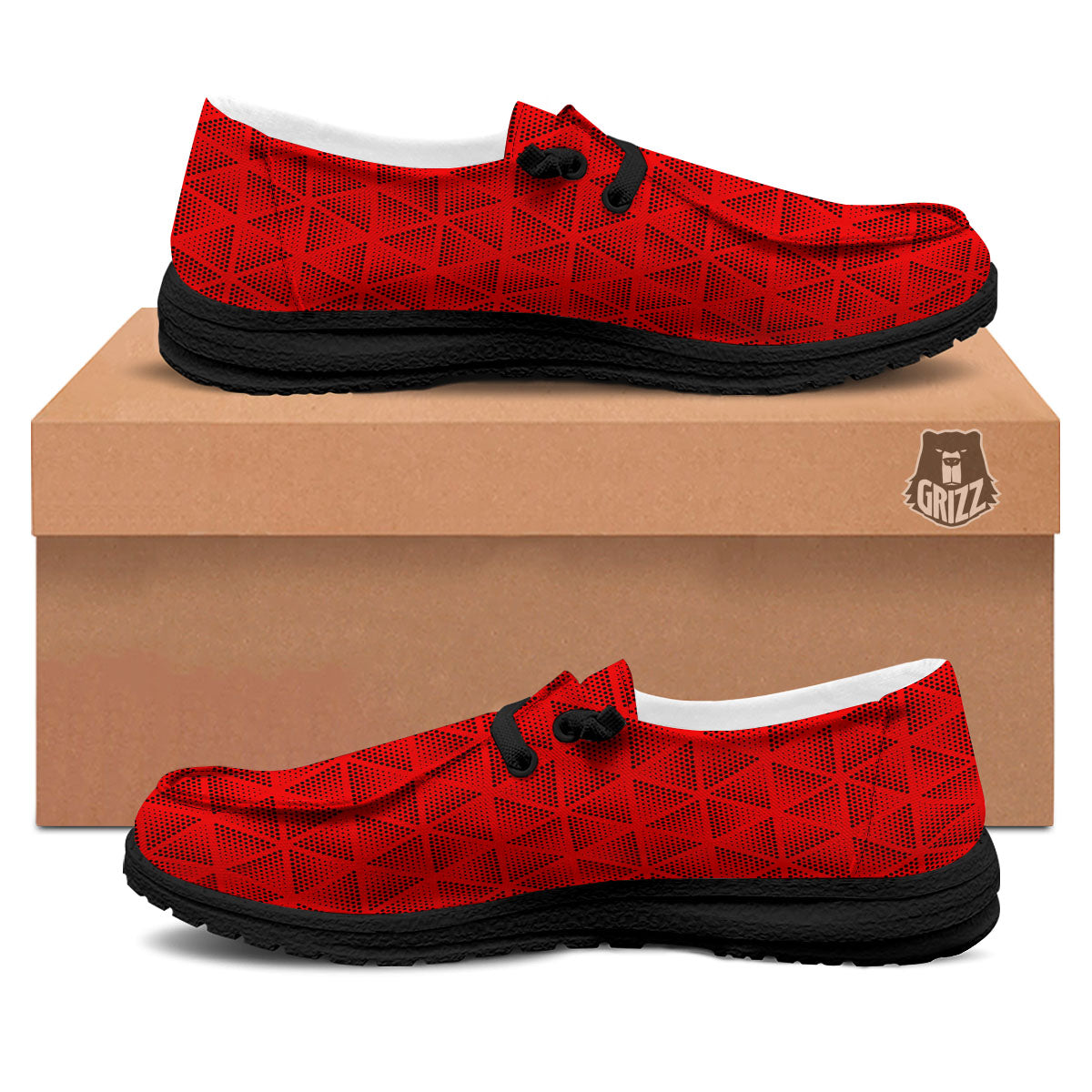 Triangle Dot Geometric Print Pattern Black Loafers-grizzshop