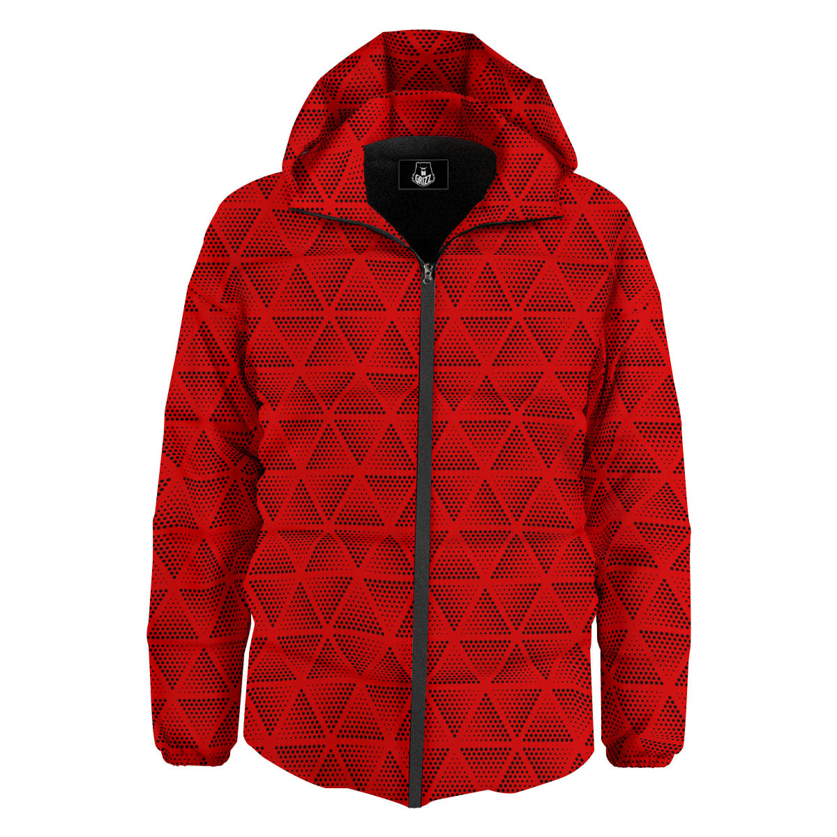 Triangle Dot Geometric Print Pattern Down Jacket-grizzshop