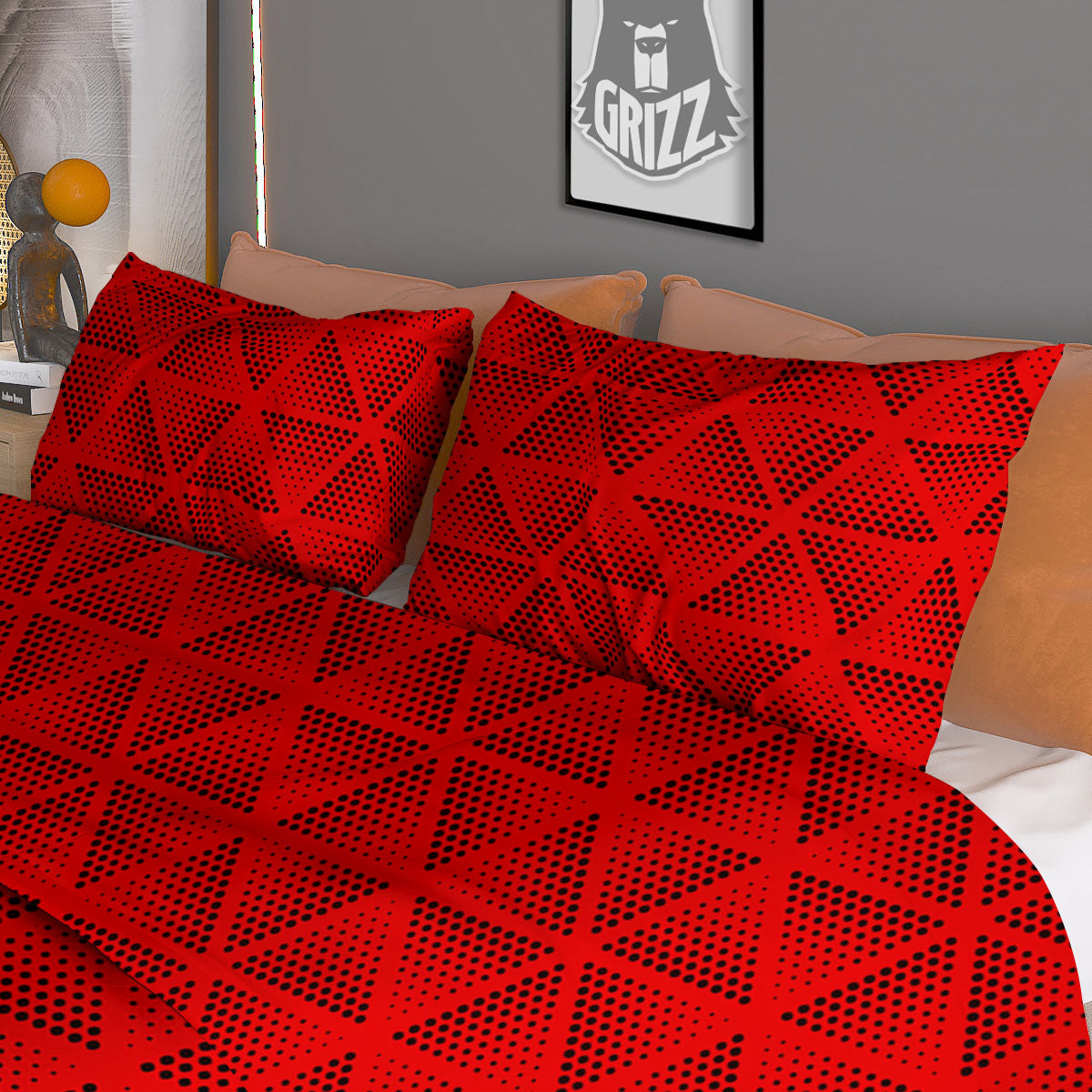 Triangle Dot Geometric Print Pattern Duvet Cover Bedding Set-grizzshop