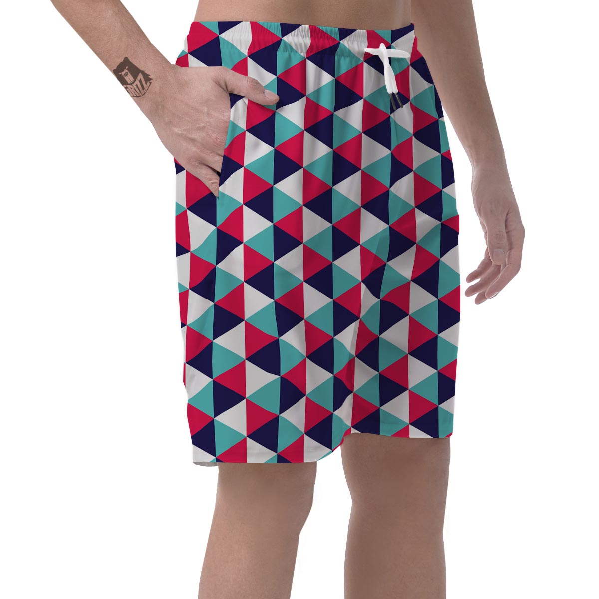 Triangle Pattern Print Men's Shorts-grizzshop