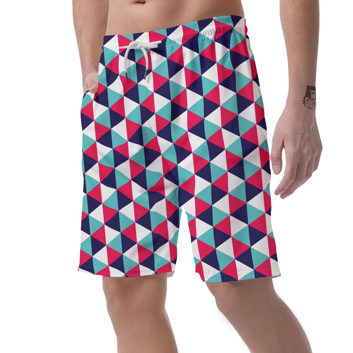 Triangle Pattern Print Men's Shorts-grizzshop