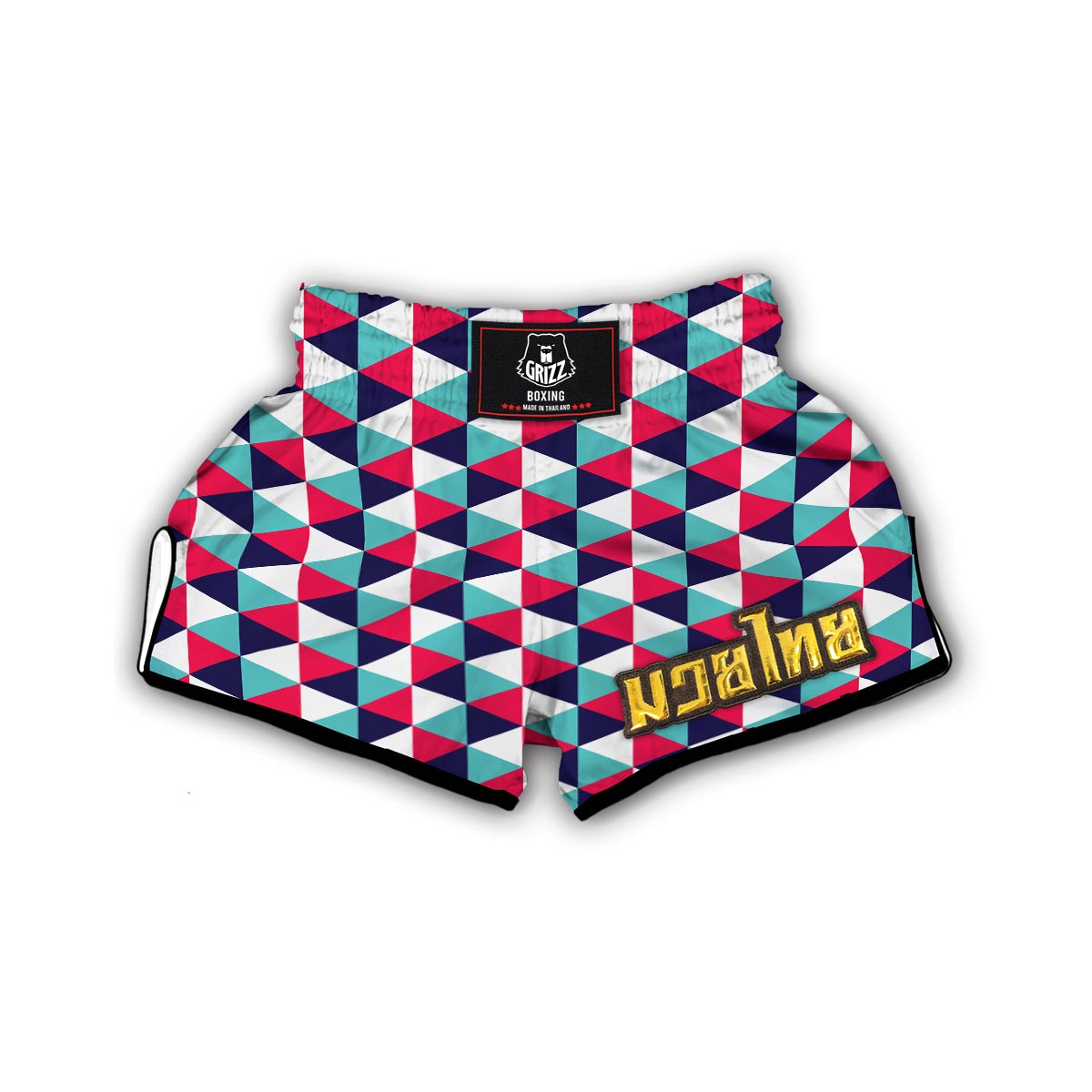 Triangle Pattern Print Muay Thai Boxing Shorts-grizzshop